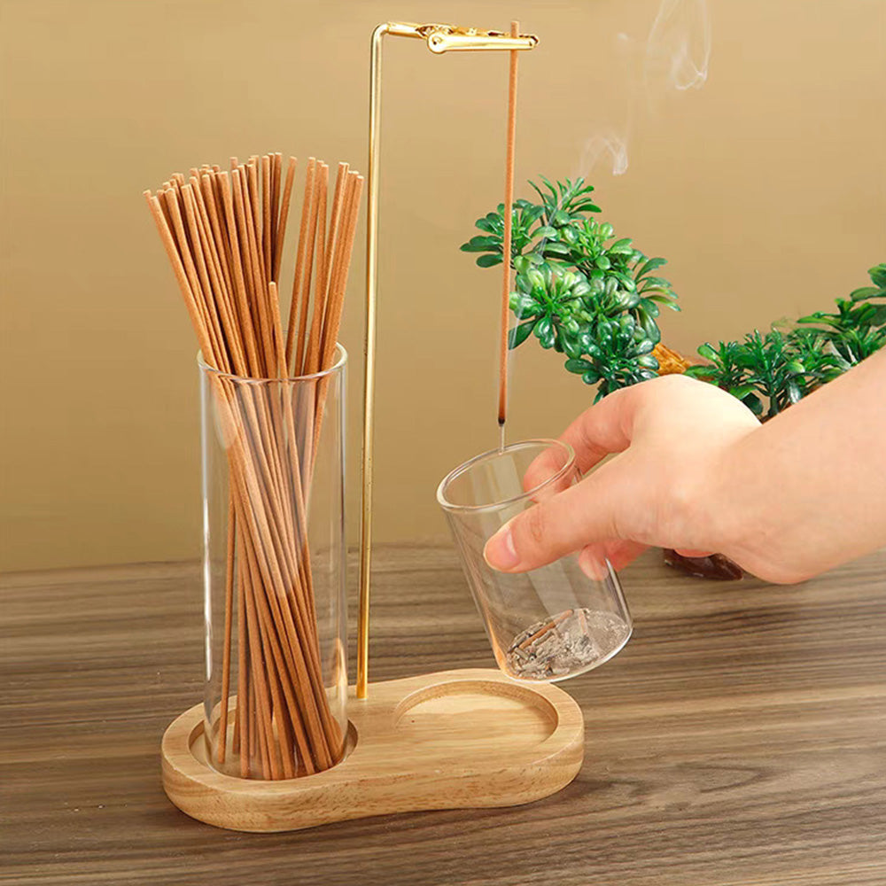 Figure Eight Glass Incense Holder Burner with Ash Catcher for Meditation Decor