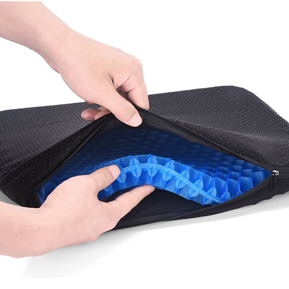 42x36x6cm Blue Honeycomb Gel Seat Cushion with Removable Cover