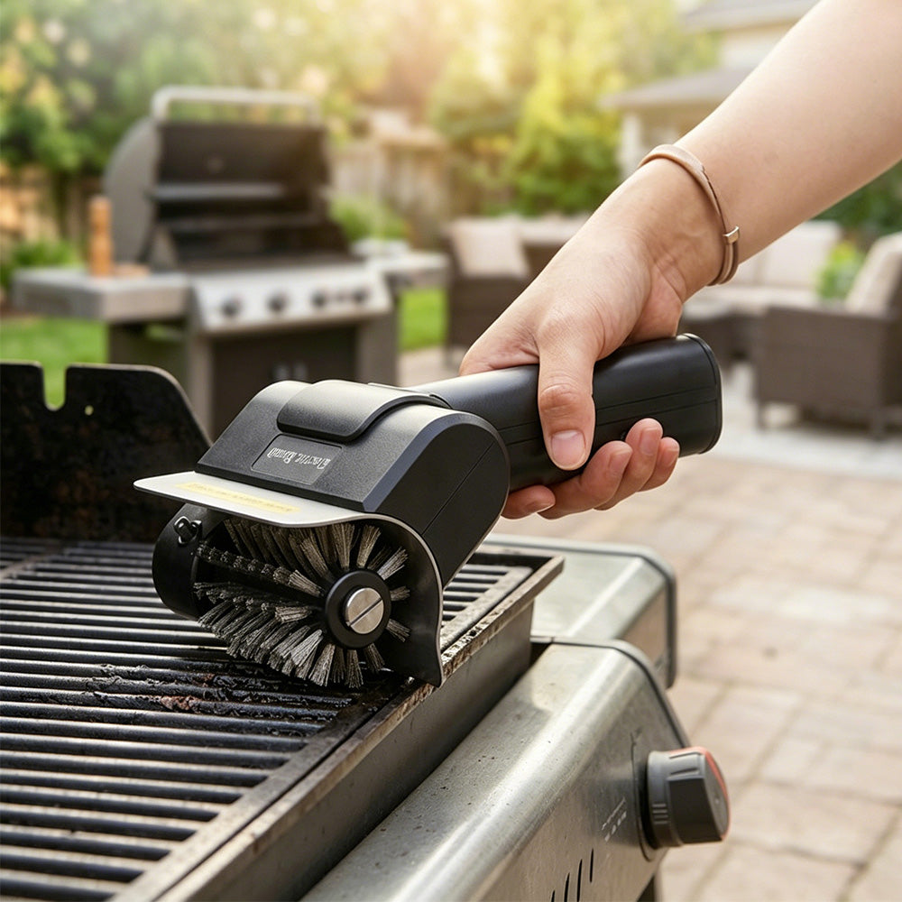Cordless Electric Grill Brush BBQ Cleaner with 2000mAh Battery and 600rpm for Outdoor