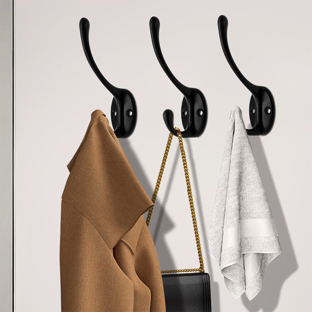 10Pcs Coat Hooks Wall Hooks Mounted Farmhouse Coat Hangers for Bags Caps Keys-Black
