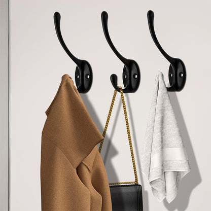 10Pcs Coat Hooks Wall Hooks Mounted Farmhouse Coat Hangers for Bags Caps Keys-Black