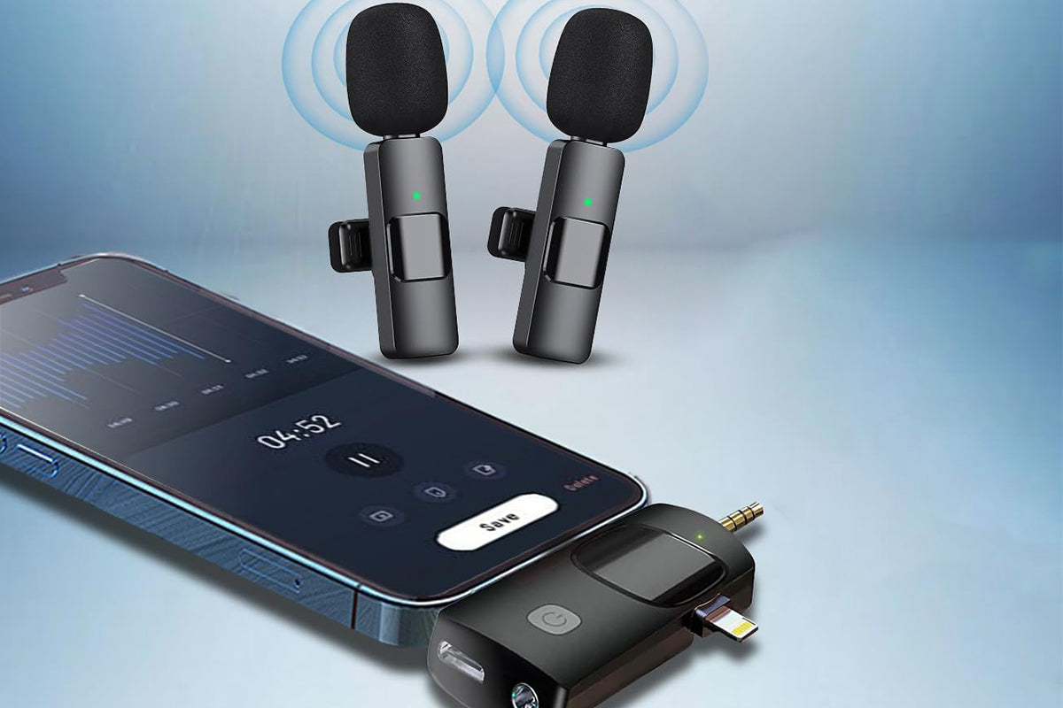 Wireless Lavalier Microphone for iPhone iPad Android Mini Microphone for Vlog