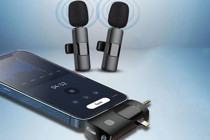 Wireless Lavalier Microphone for iPhone iPad Android Mini Microphone for Vlog