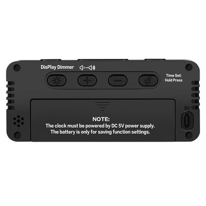 Small Digital Alarm Clock with 6 Dimmers and 5 Alarm Volumes for Bedrooms-Black