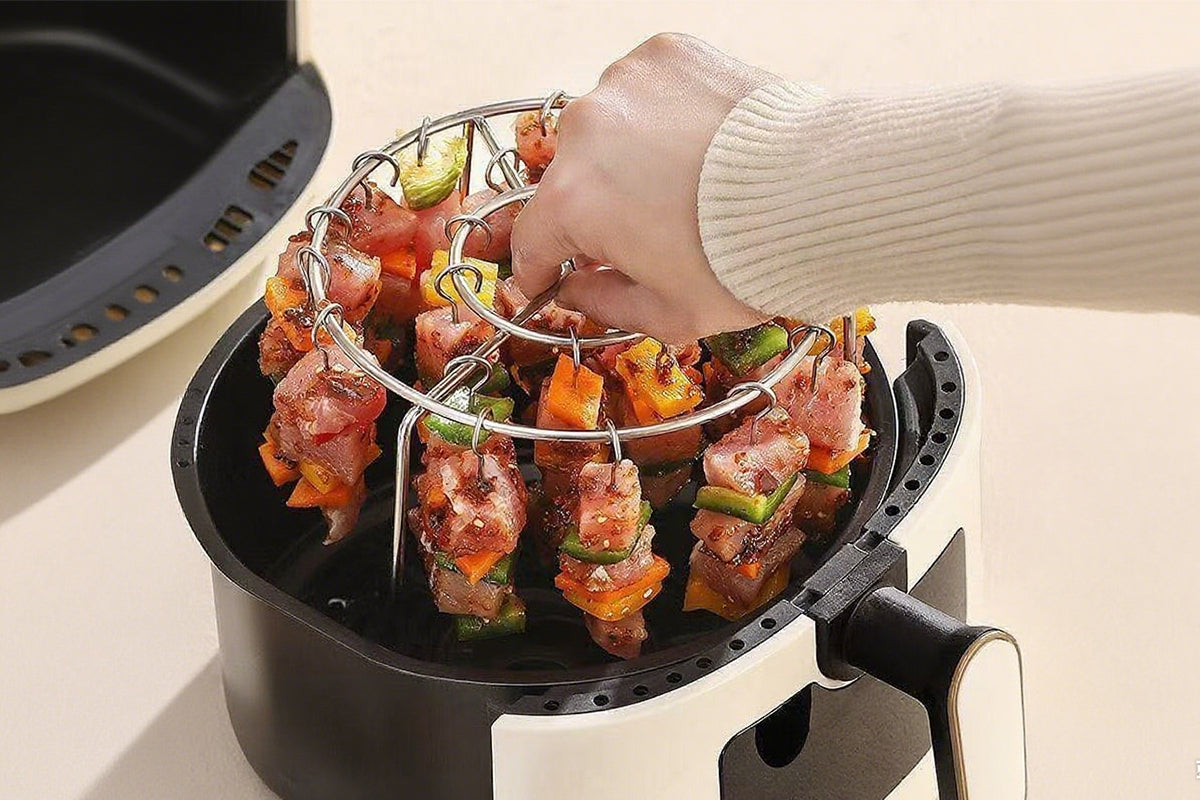 Air Fryer Grill Round Stainless Steel Air Fryer Skewer for BBQ Kabob Barbecue