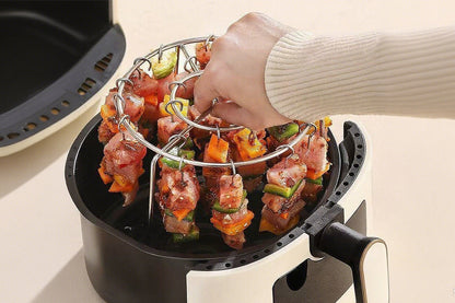 Air Fryer Grill Round Stainless Steel Air Fryer Skewer for BBQ Kabob Barbecue