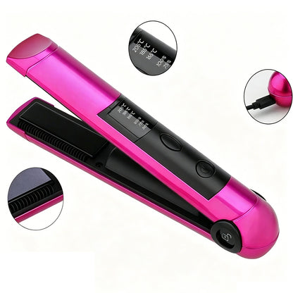2 in 1 Portable Cordless Hair Straightener and Curling Iron