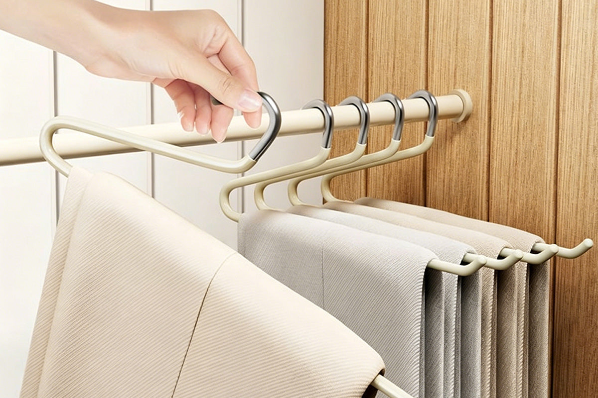 10 Piece Open Pant Hangers - Cream