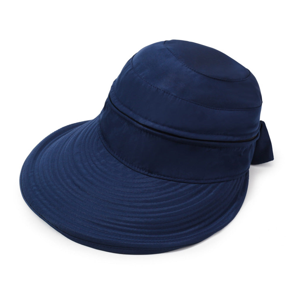2 in 1 Detachable Zipper Wide Brim Sun Hat for Women - Navy