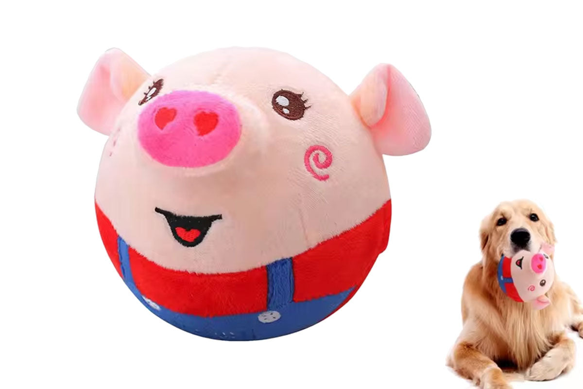 Active Moving Pet Plush Toy Interactive Bouncing Ball Sound Electronic Dog Toy-Red