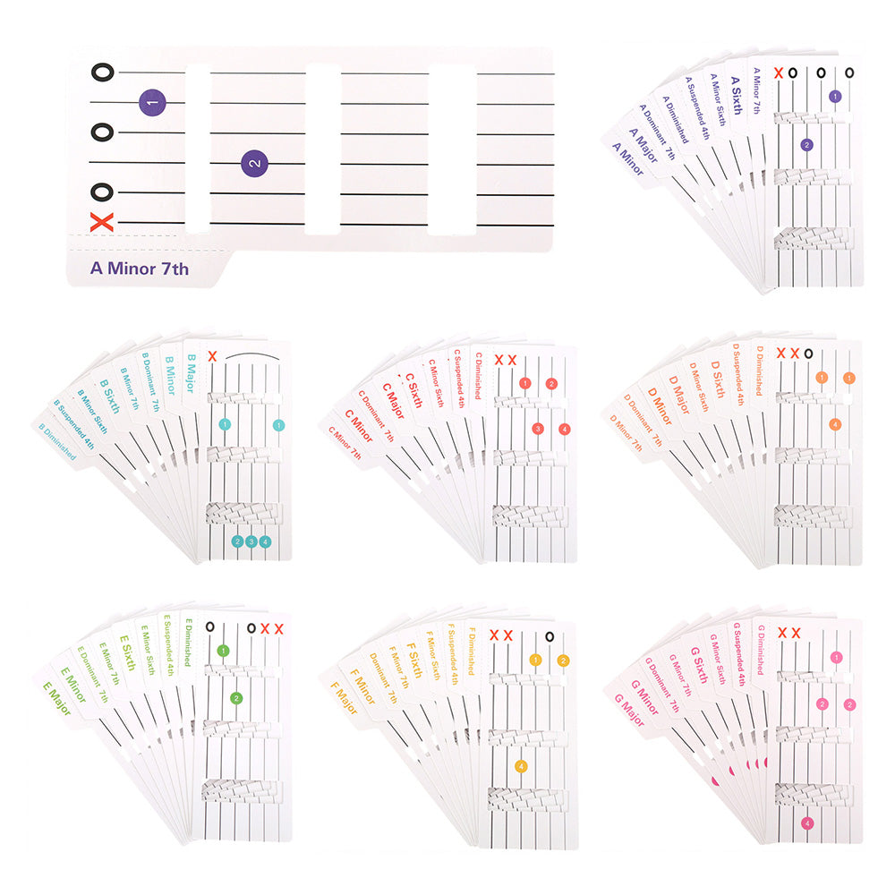 56 Counts Guitar Chords Cards Fretboard Chord Flashcards for Guitar Beginners