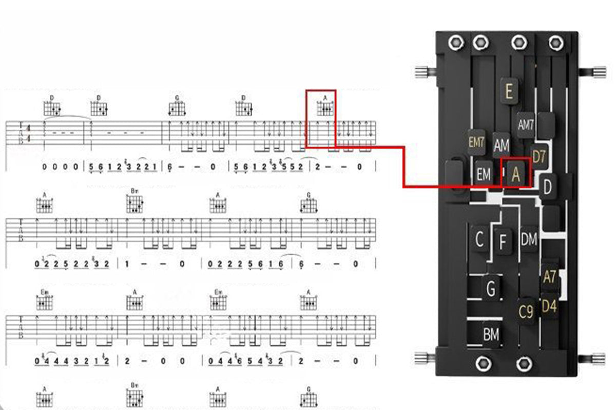 Guitar Aid Chords Trainer One-touch Guitar Chord Player Assisted Guitar Learning System for Adults or Children Trainer