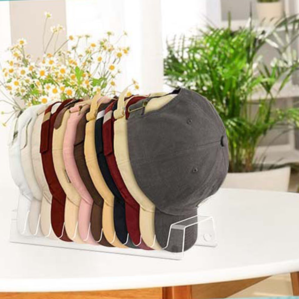 2Pcs Acrylic Baseball Cap Rack 12-Slot Hat Holder Display Stand Closet Organizer
