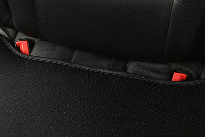 Faux Leather Rear Car Anti-Slip Bench Seat Protector Mat With Storage Pockets-Black