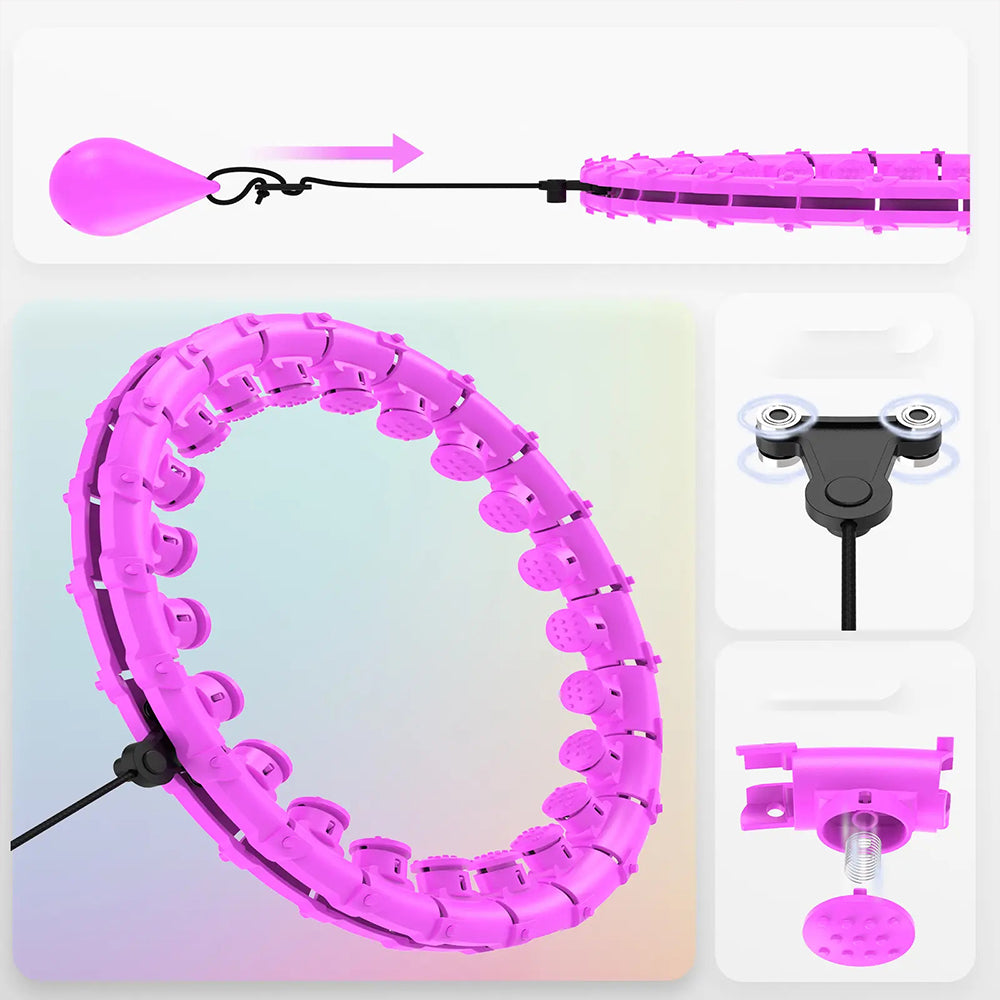 32 Section Detachable Weighted Hula Hoop Adjustable 26 to 58 Inches-Purple