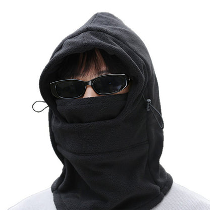 3-in-1 Winter Cycling Balaclava Thermal Fleece Face Mask-Black