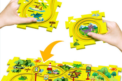 DIY Car Track Puzzle Play Set With A Cute Vehicle Preschool Educational Montessori Toy-Style 1