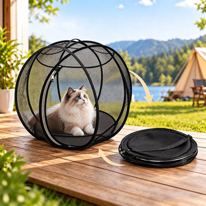 Cat Hamster Ball for Outside Rolling Cat Enclosure Pop Up Playpen - Black