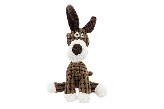 Stuffed Plush Cute Dog Toys with Squeaker for Training and Entertaining-Brown