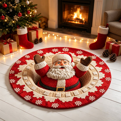 3D Quilted Christmas Polyester Velvet Floor Mat - Santa Claus