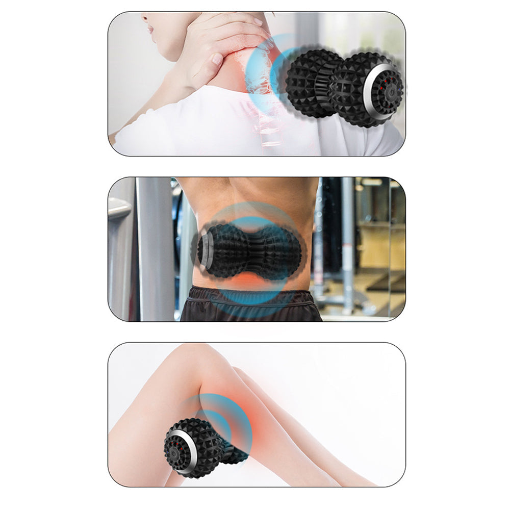 Vibrating Rolling Massage Ball with 4-Speeds Deep Tissue Trigger Point Massager Black