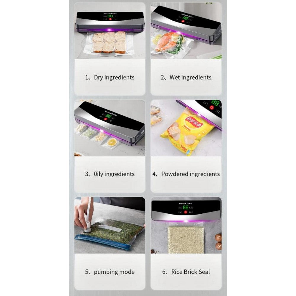 Food Saver Vacuum Sealer Machine Fully Automatic Vacuum Pump With 10 Vacuum Bags-Darky Grey