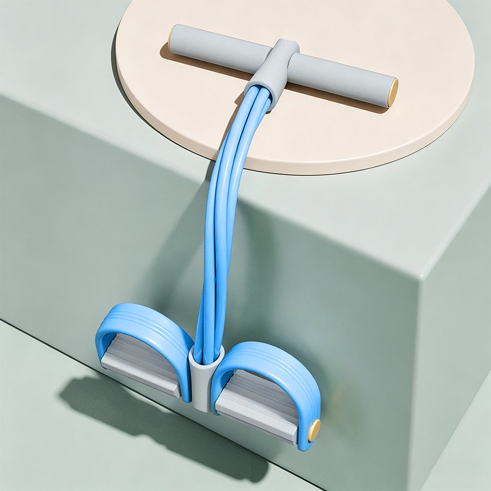 8-Tube Ab Exercise Equipment with Pedal and Resistance Band-Blue
