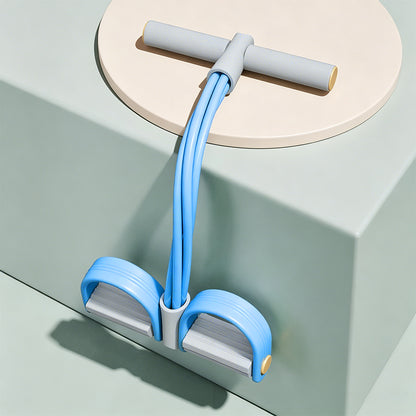 8-Tube Ab Exercise Equipment with Pedal and Resistance Band-Blue