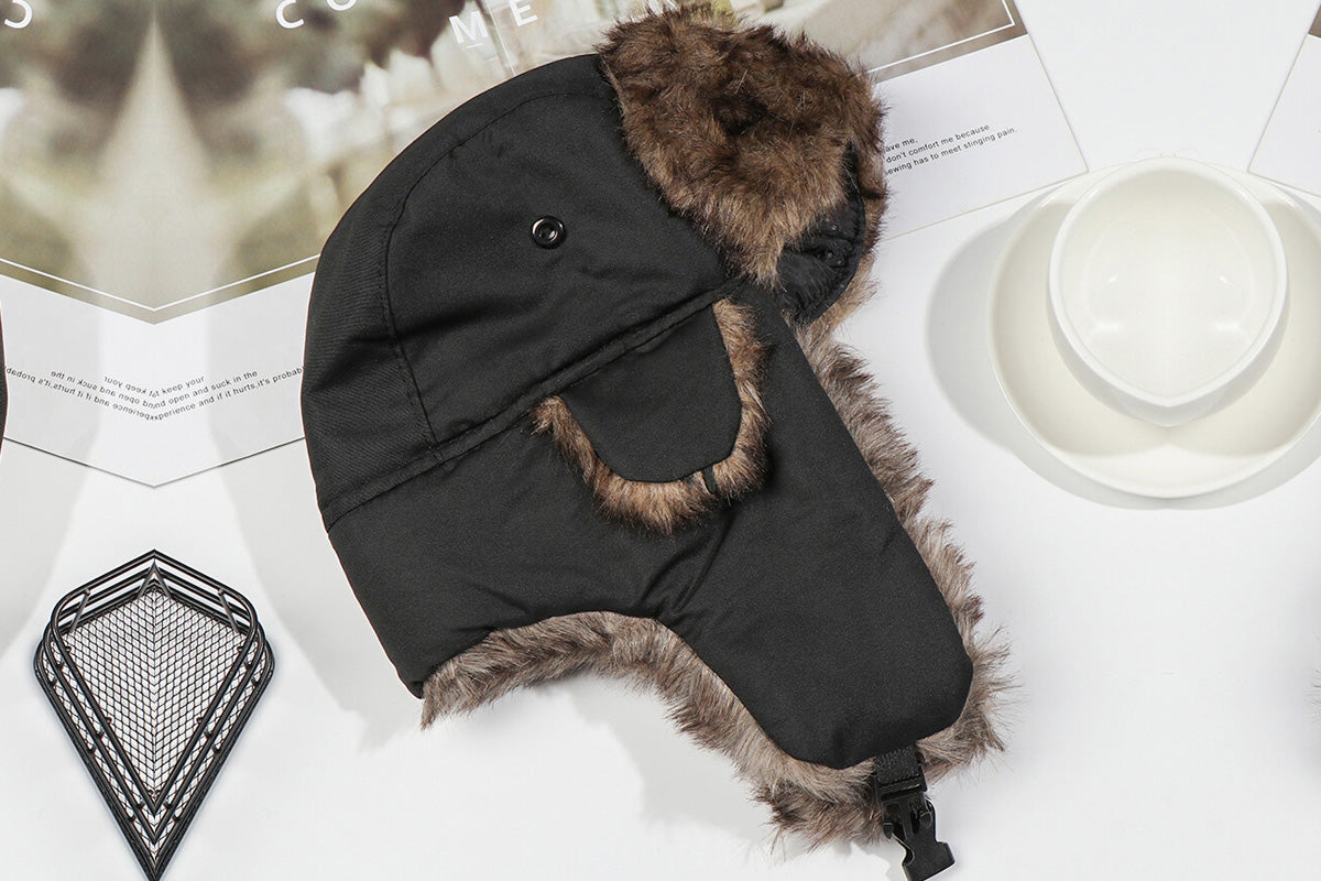 Winter Warm Trapper Hat - Black