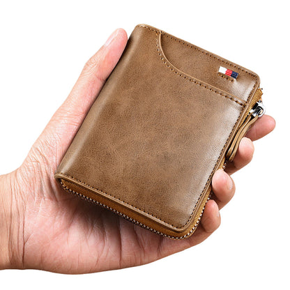 RFID Shielding PU Wallet Anti-theft Cash Credit Card Holder ID Purse Khaki