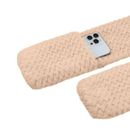 3-in-1 Hooded Scarf Hat Winter Warm Plush Hat with Gloves for Riding