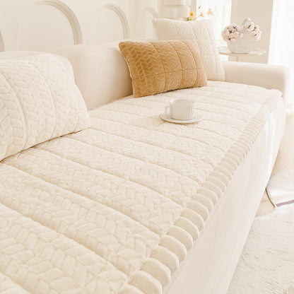 Pet Sofa Cover Non Slip Couch Protector Corduroy Thick Mat-White