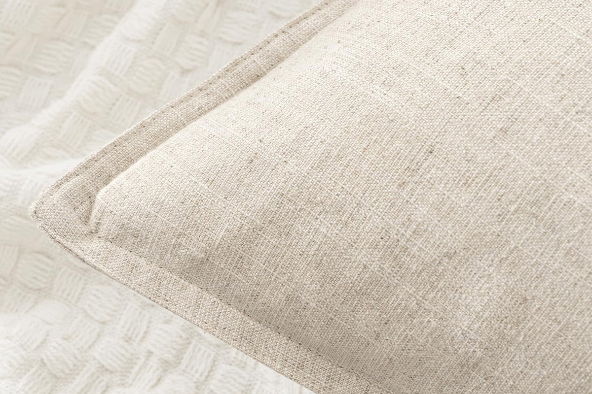 4Pcs Linen Plain Solid Colour Cushion Cover Decorative Pillow Case-Khaki