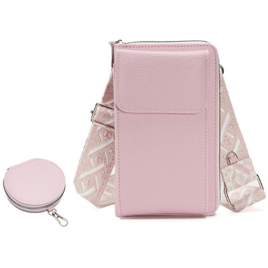 PU Leather Cell Phone Purse Women Small Crossbody Bags Cellphone Wallet Pink