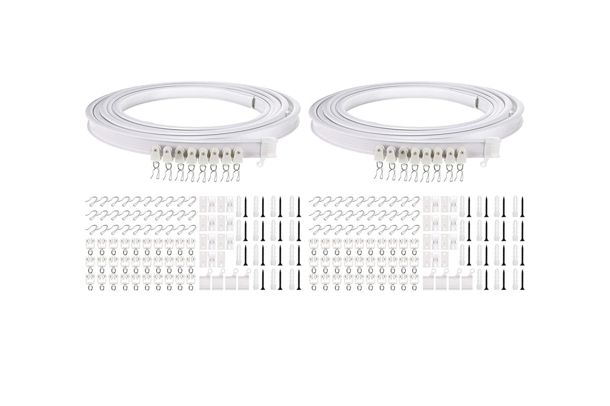 2 Piece Flexible Ceiling Curved 5M Bendable Curtain Track - White