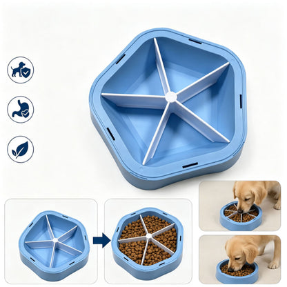 2 in 1 Removable Insert Slow Feeder Pet Bowl - Blue