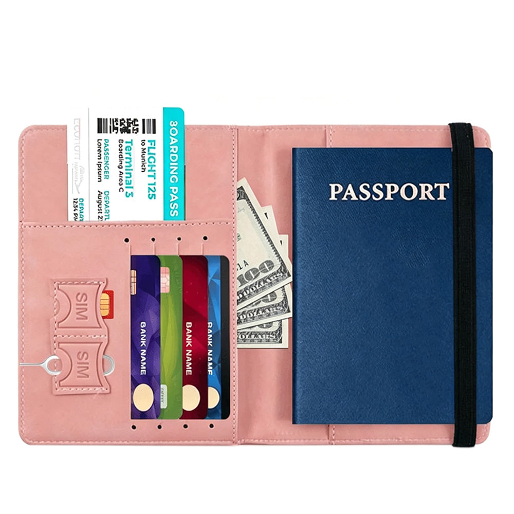 RFID Shield Passport Holder and Luggage Tag Set  - Pink