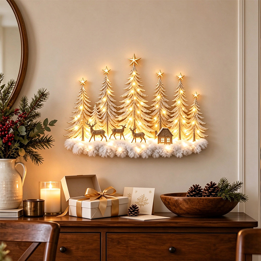 2D Acrylic Lighted Christmas Woodland Forest Wall Decor