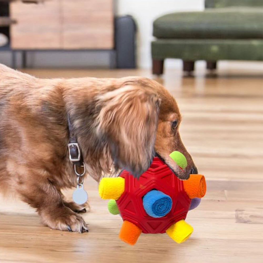 Dog Snuffle Ball Slow Feeder Puzzle Toy for Treats-Red