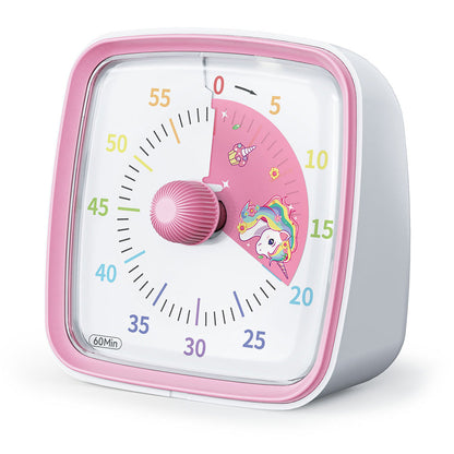 60-Minute Visual Countdown Timer Rainbow Disk Silent Time Management Tool Pink