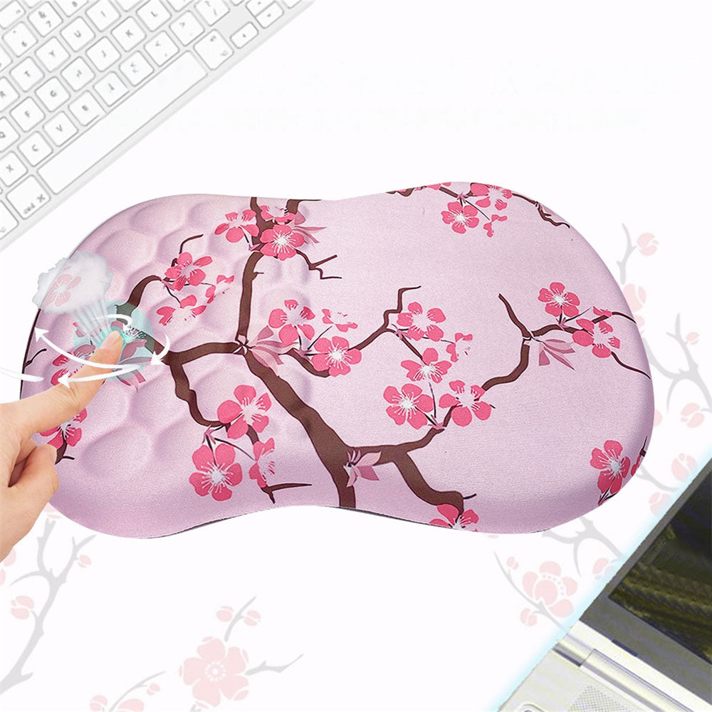 Ergonomic Computer Mouse Pad Memory Foam Wrist Rest Support for Home Office Pink Blossom