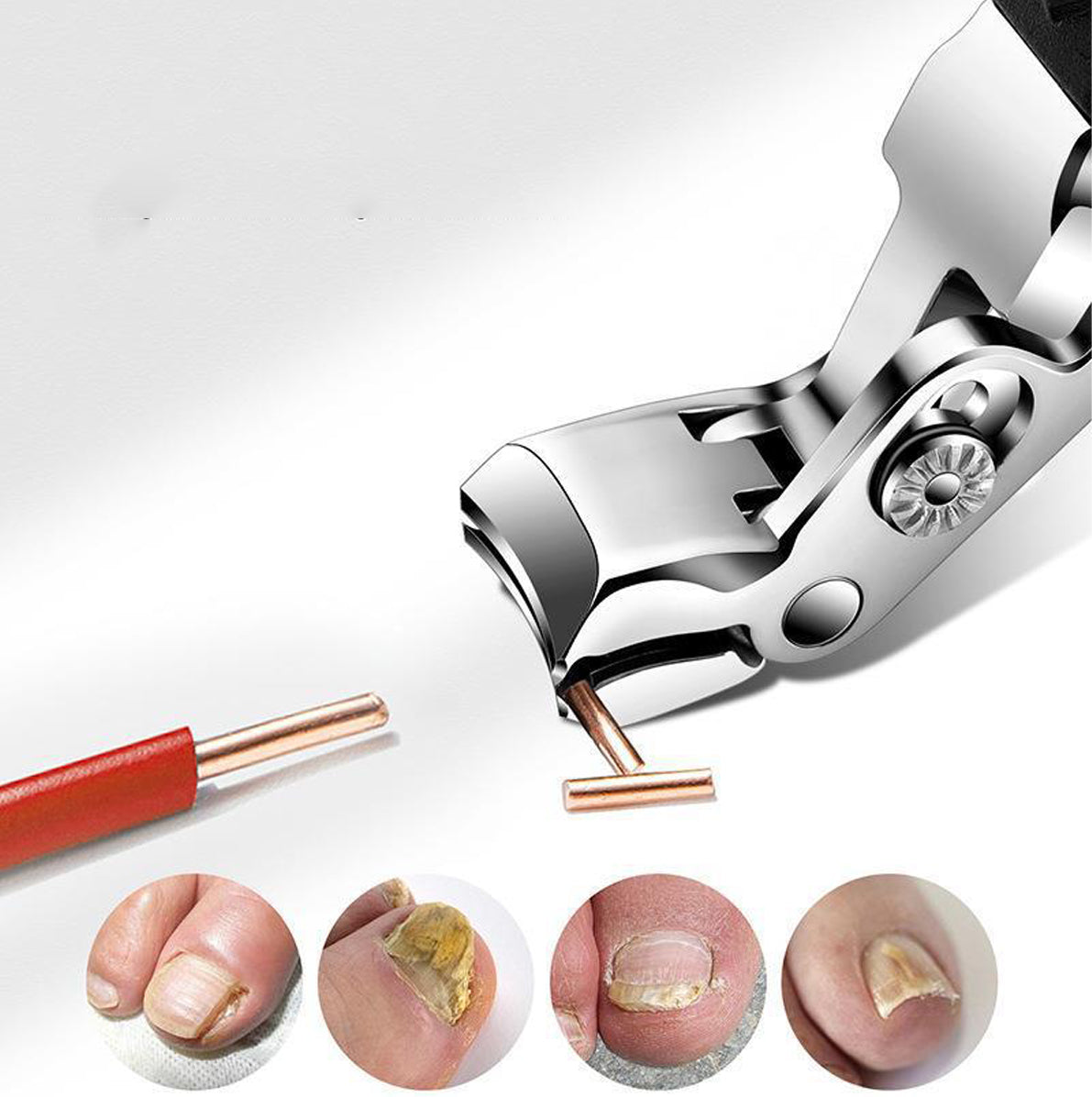 Angled Toenail Clipper Stainless Steel Long Handle Wide Jaw