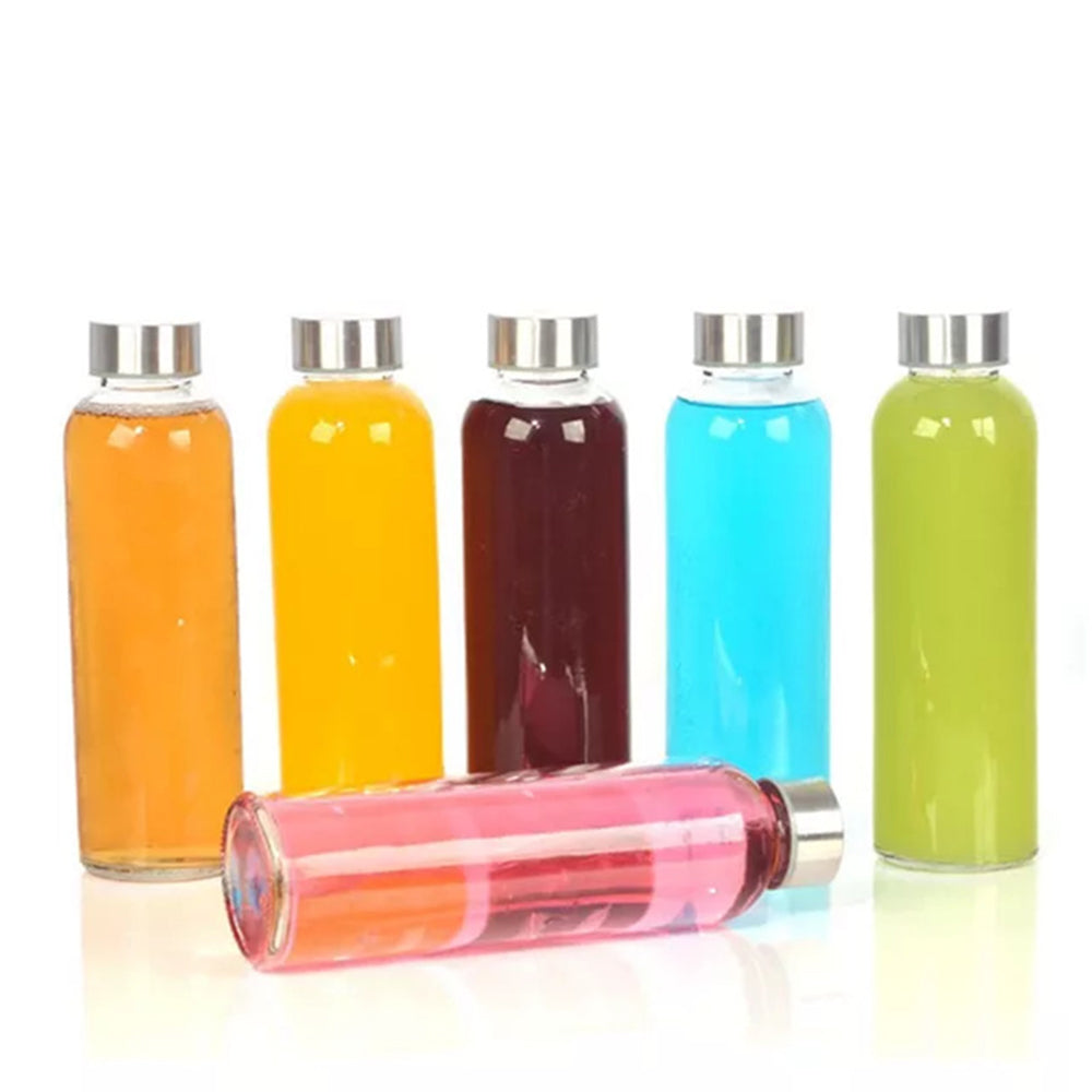 6Pcs Set 500ml Glass Water Bottles Sports Drink Bottle for Juice Milk Beverage Storage