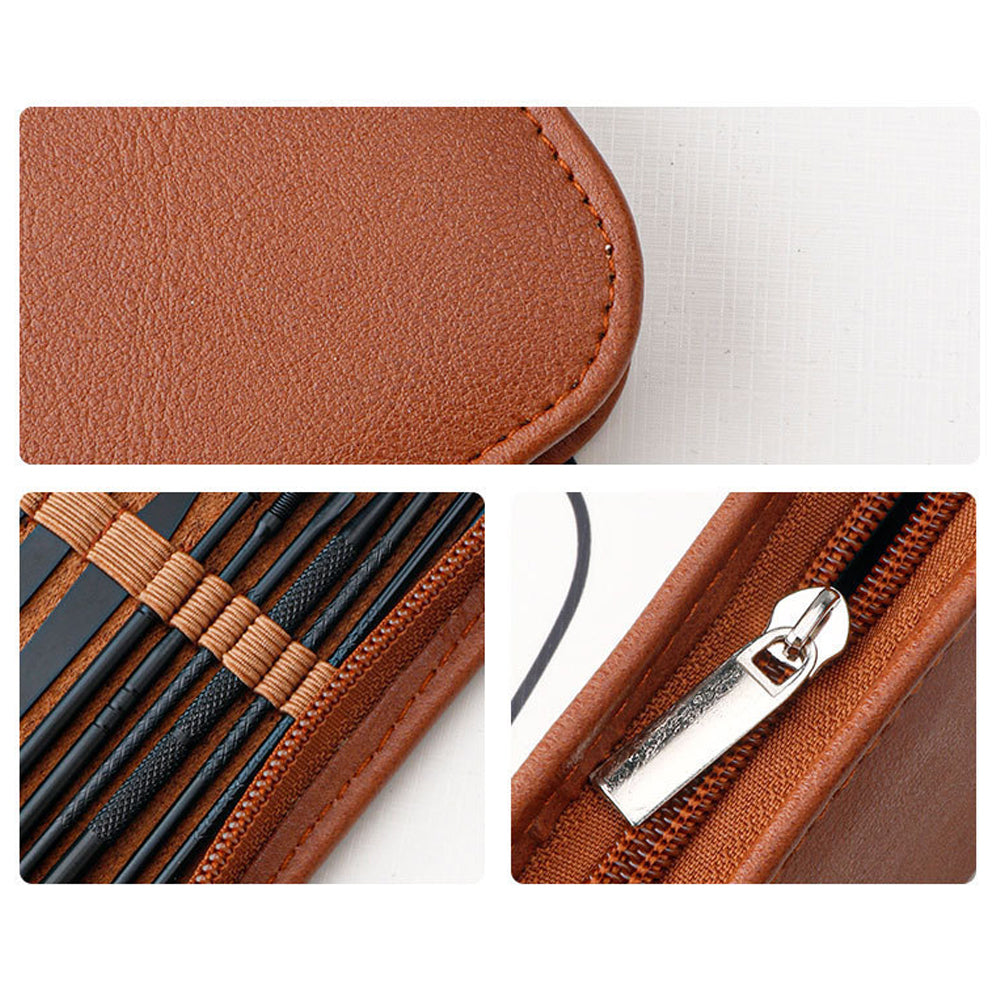 26Pcs Stainless Steel Nail Clipper Set Manicure Pedicure Kit Leather Case-Brown
