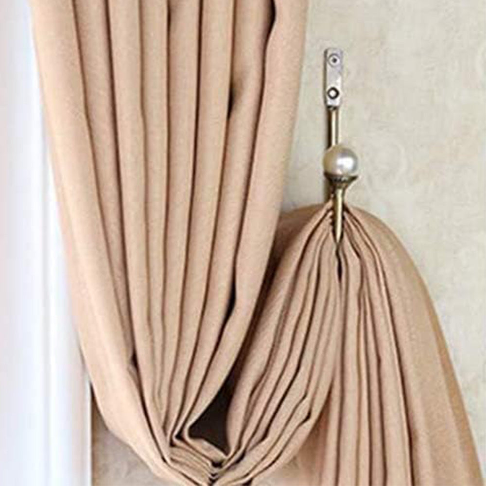 2Piece U Shape Pearl Curtain Holdback Hooks with Screws-Gold