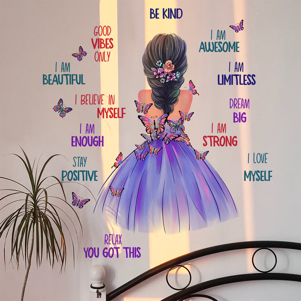 Girl Butterfly Wall Stickers Inspirational Words Wall Decal