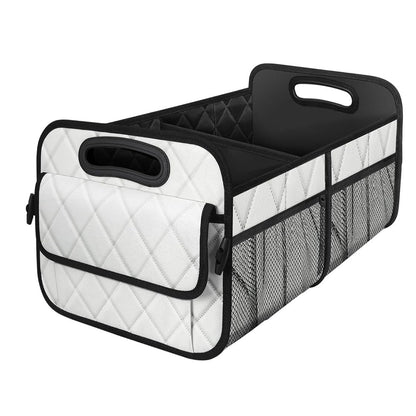55L Foldable Car Trunk Organzier 6-Pocket Storage Box for Home Car Office White