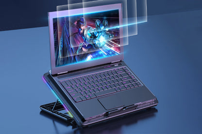 Portable Gaming Laptop Cooling Pad 6 Powerful Fan Table Stand Cooler with Phone Holder