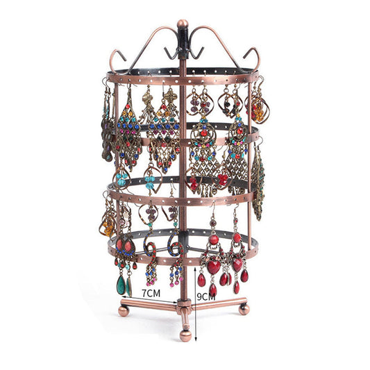4-Tier Rotating Earring Spin Table 144 Holes Earring Organizer Display Stand Brown