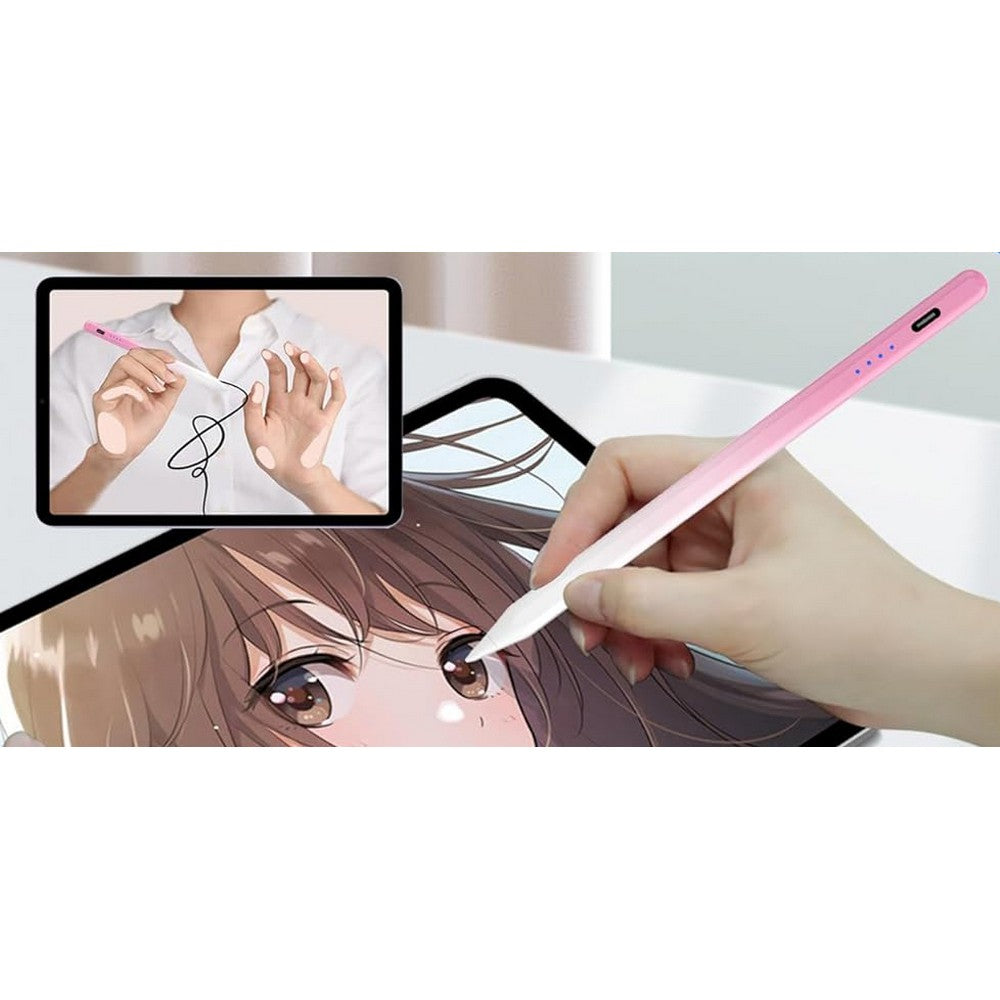 Stylus Pen for iPad A16 11 10 9 8 7 6 iPad mini 7 6 5 with 2 Tips-Pink